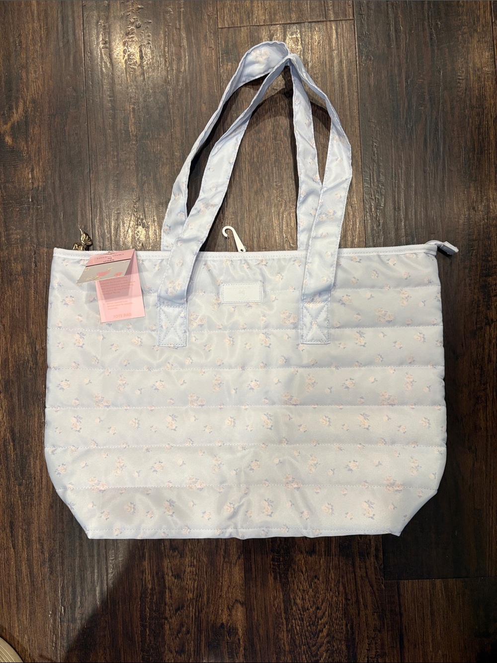 Light Blue Floral Quilted Tote Bag love shack fancy